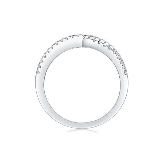 Moissanite Pave Criss-Cross X Ring in 925 Sterling Silver