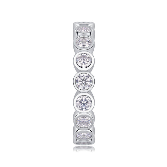 Round Moissanite Bezel-Set Eternity Band in 925 Sterling Silver