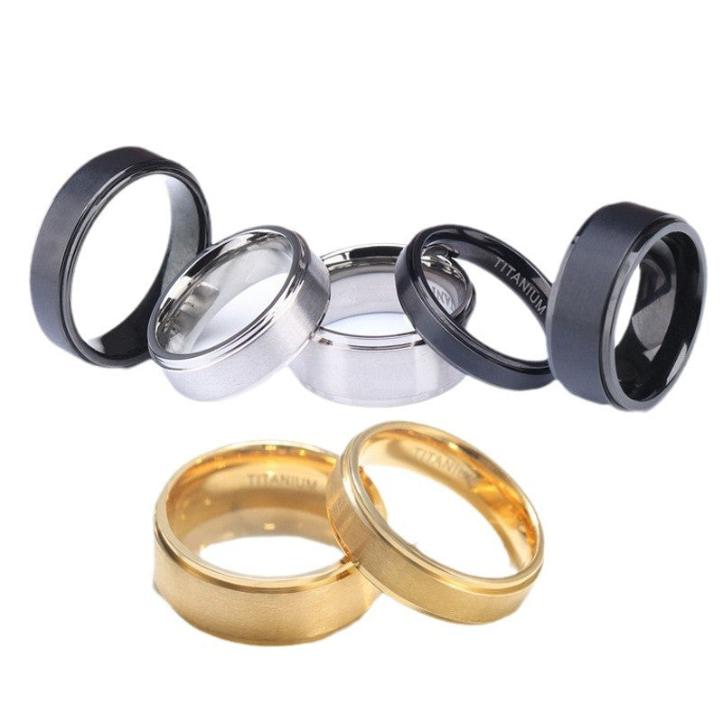 Titanium Step-Edge Band - Sandblasted Black - worn style view