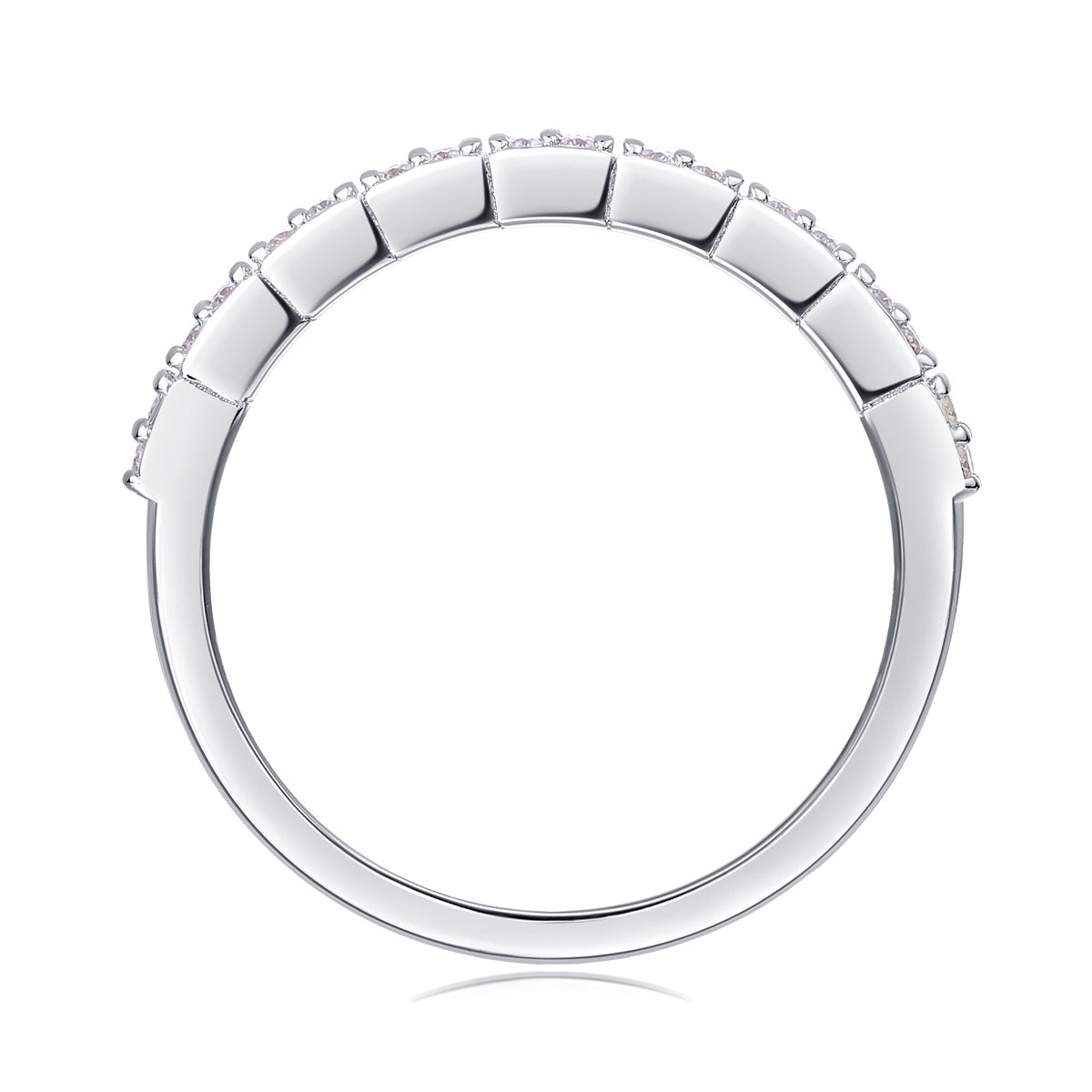 Moissanite Segmented Half-Eternity Band in 925 Sterling Silver
