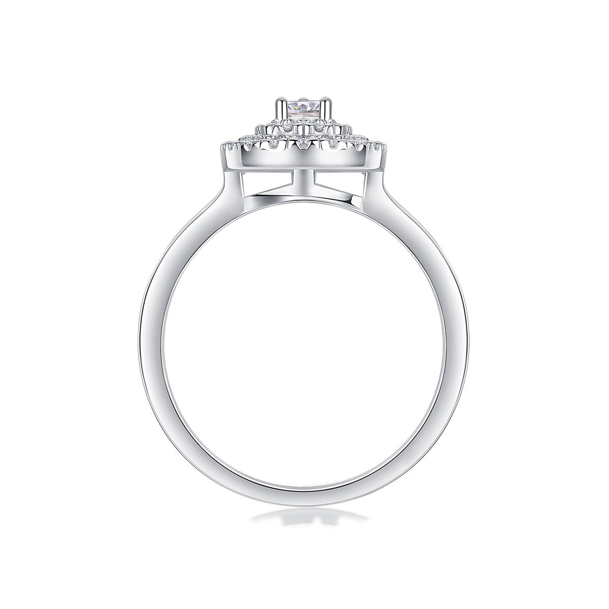 Pear-Shaped Moissanite Cluster Double-Halo Ring in 925 Silver