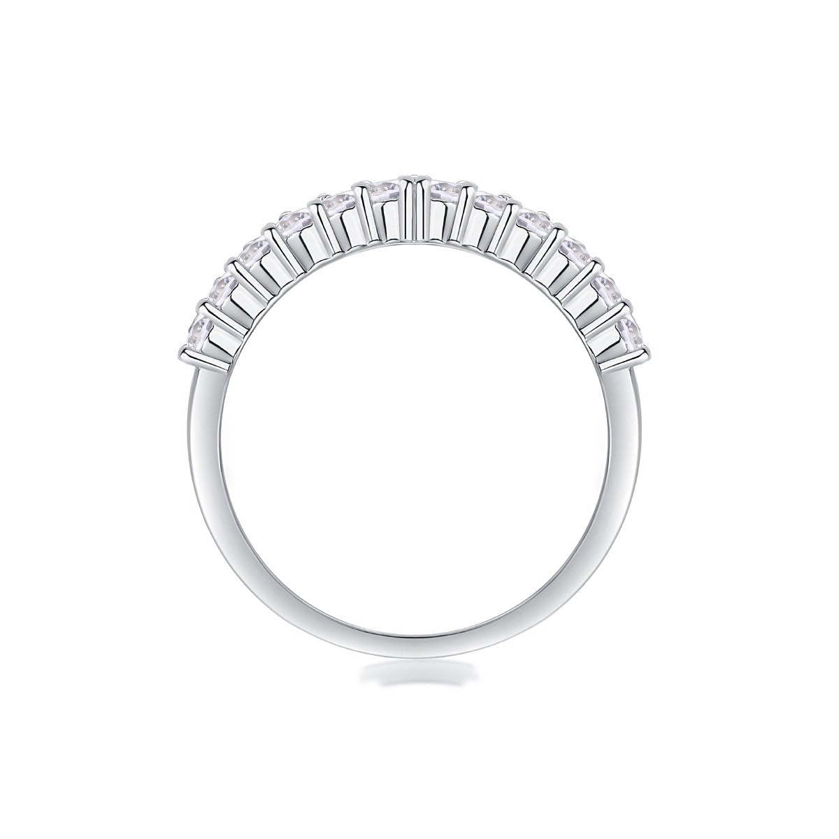 Moissanite Curved Chevron Stacking Band in 925 Sterling Silver