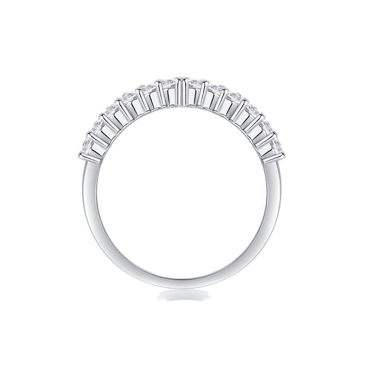 Moissanite Curved Chevron Stacking Band in 925 Sterling Silver
