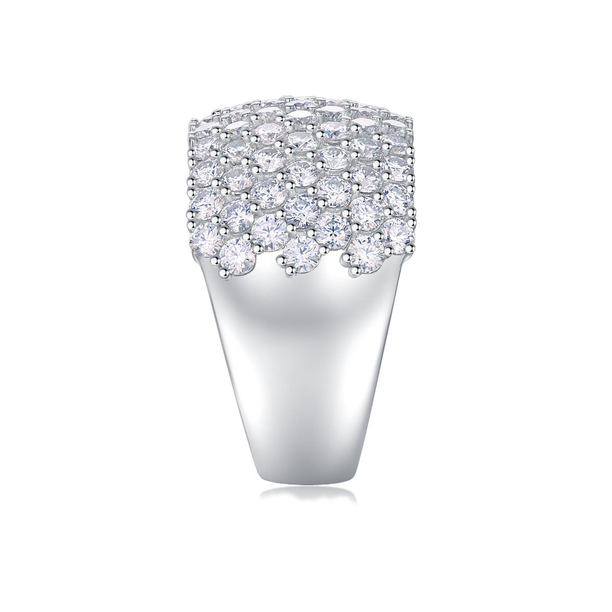Wide Moissanite Pave Statement Band in 925 Sterling Silver