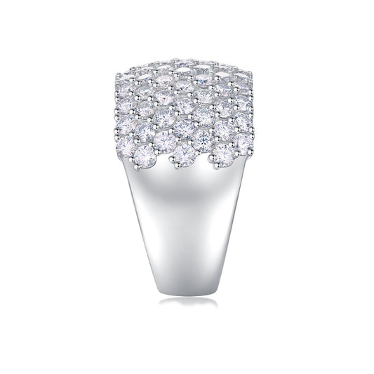 Wide Moissanite Pave Statement Band in 925 Sterling Silver