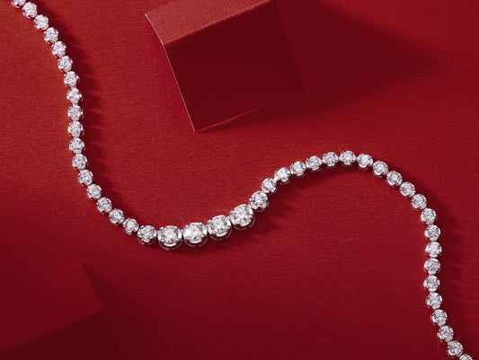 Graduated Round Moissanite Riviera Tennis Necklace in 925 Sterling Silver