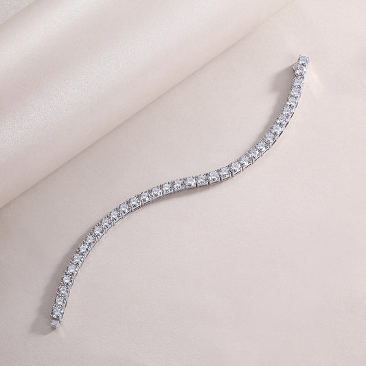 Round Moissanite Tennis Bracelet (0.5 ct Stones) in 925 Sterling Silver