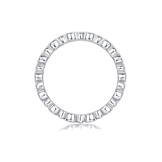 Wide Three-Row Bezel-Set Moissanite Band in 925 Sterling Silver
