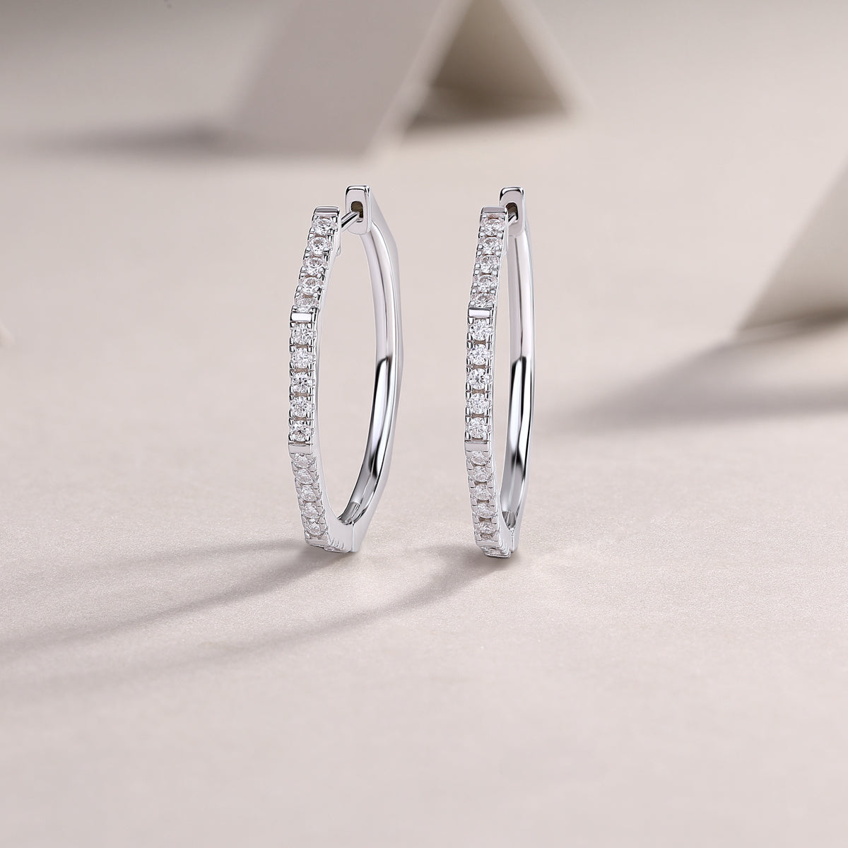 Moissanite Pave Large Hoop Earrings in 925 Sterling Silver