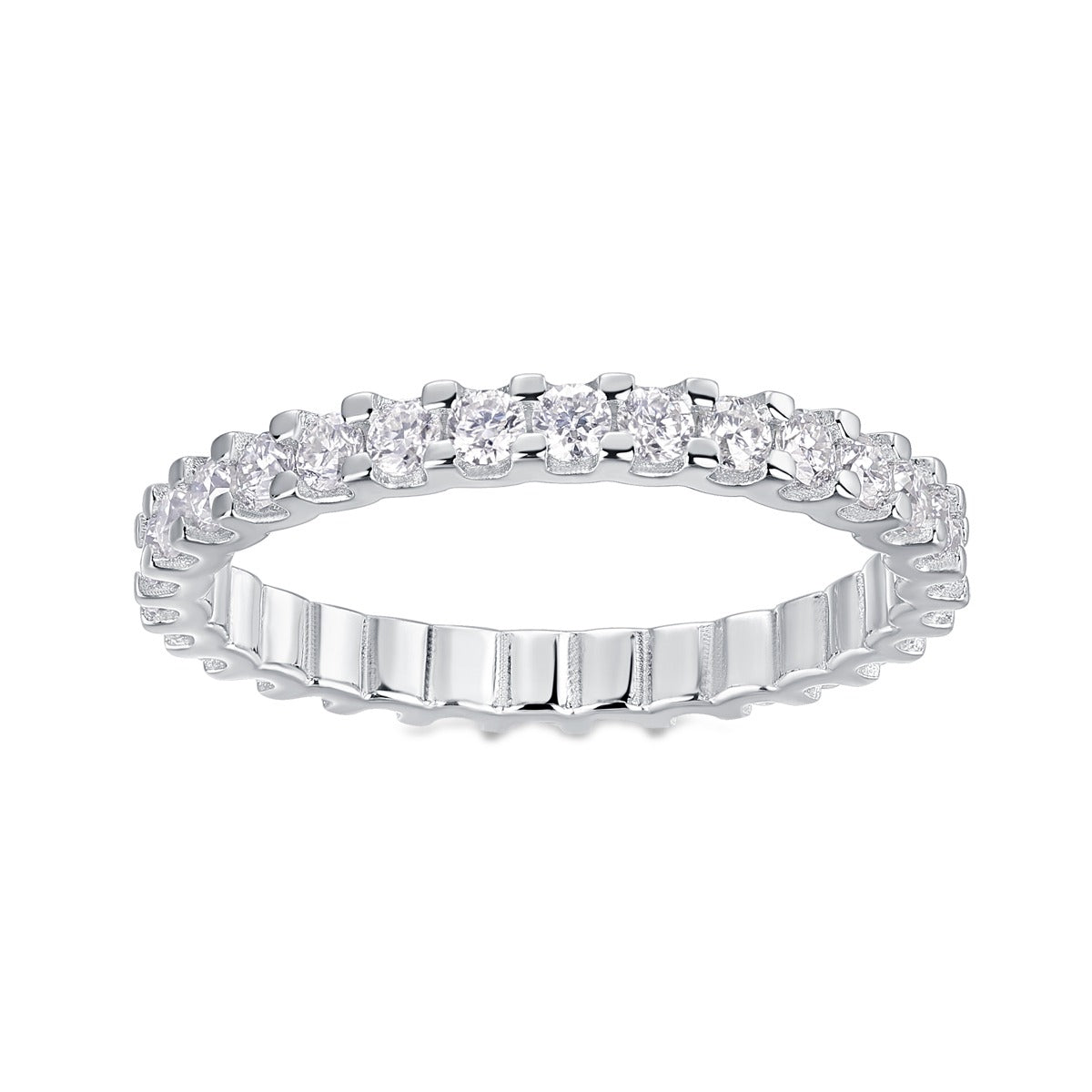 Round Moissanite U-Prong Full Eternity Band in 925 Sterling Silver
