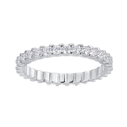 Round Moissanite U-Prong Full Eternity Band in 925 Sterling Silver