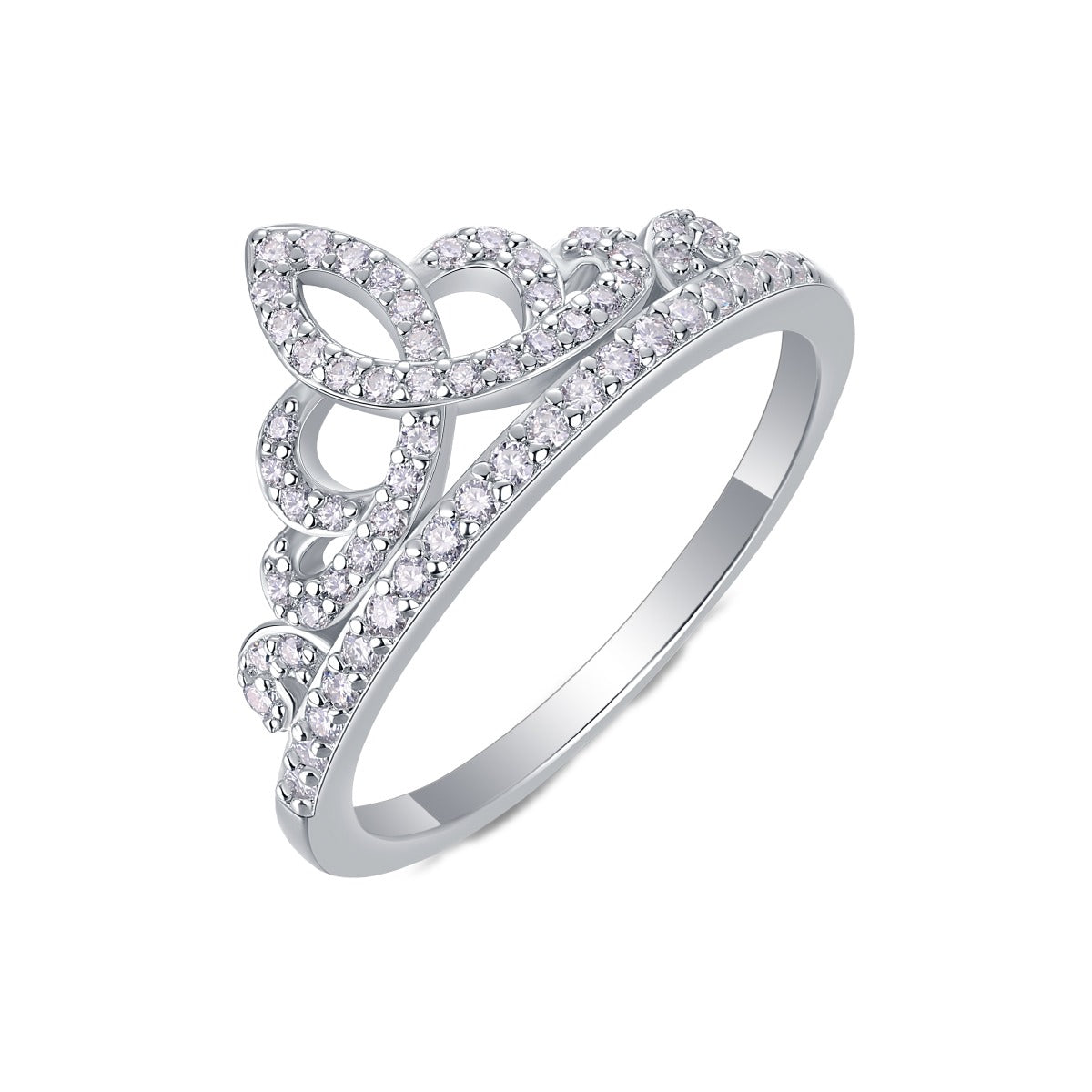 Moissanite Pave Tiara Crown Ring in 925 Sterling Silver