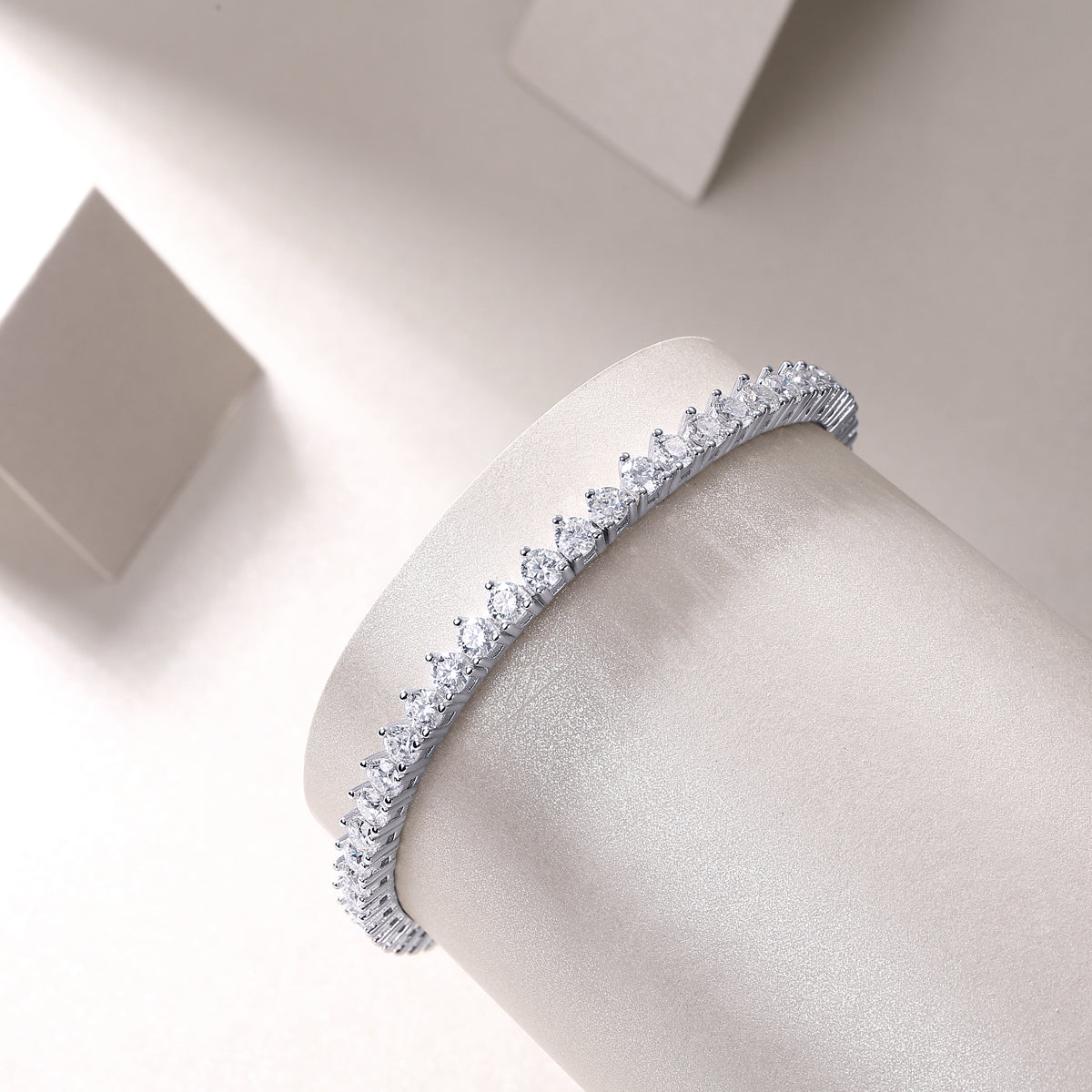 Round Moissanite Tennis Bracelet (0.1 ct Stones) in 925 Sterling Silver