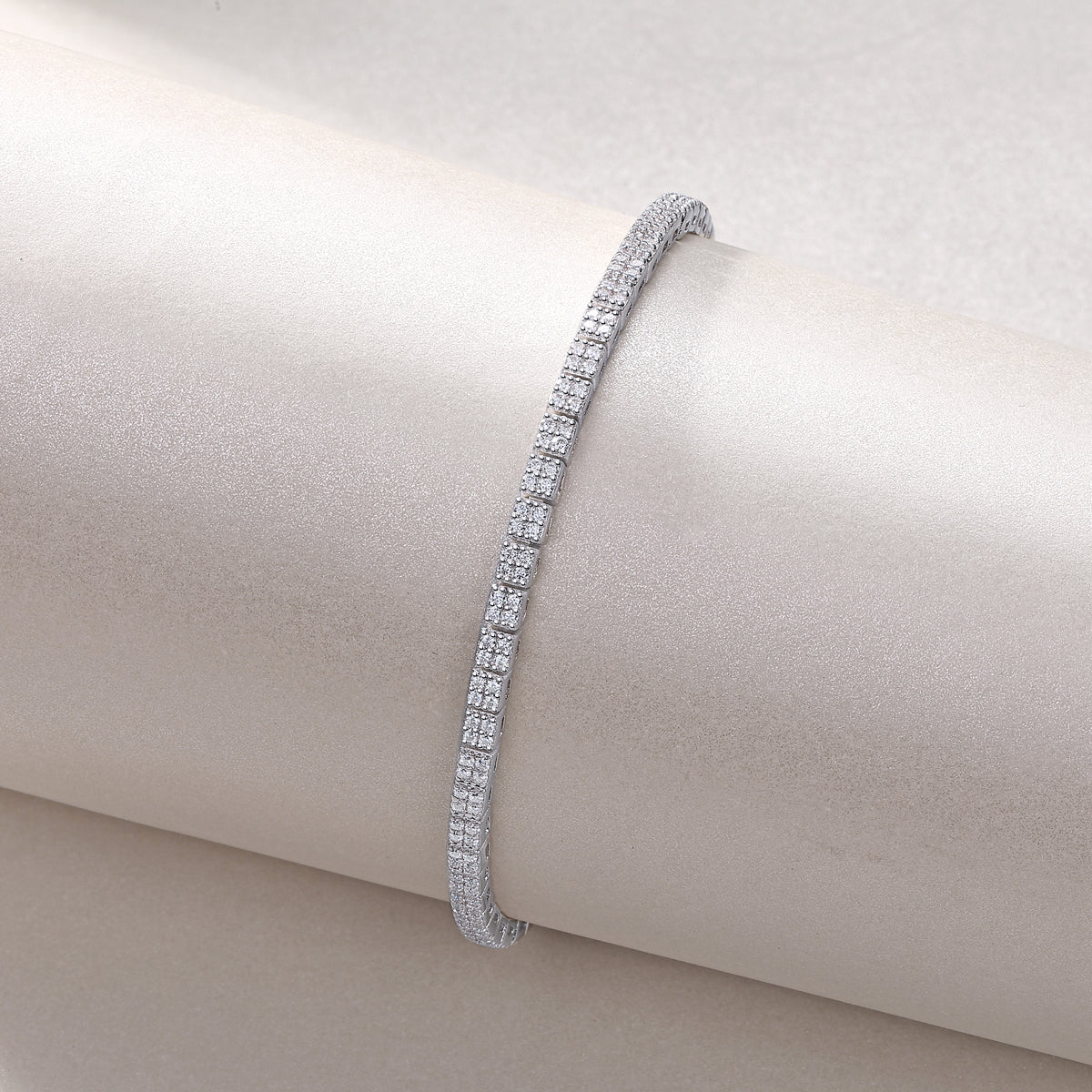 Square Moissanite Tennis Bracelet in 925 Sterling Silver