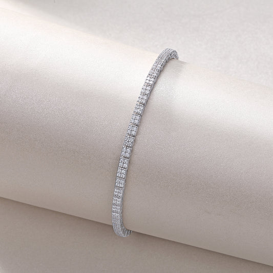 Square Moissanite Tennis Bracelet in 925 Sterling Silver