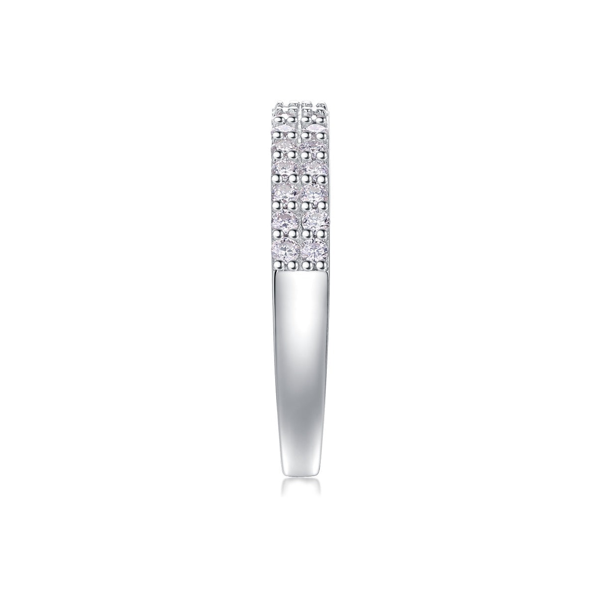 Moissanite Double-Row Pave Half-Eternity Band in 925 Sterling Silver
