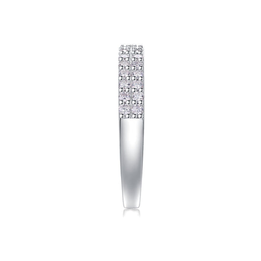 Moissanite Double-Row Pave Half-Eternity Band in 925 Sterling Silver