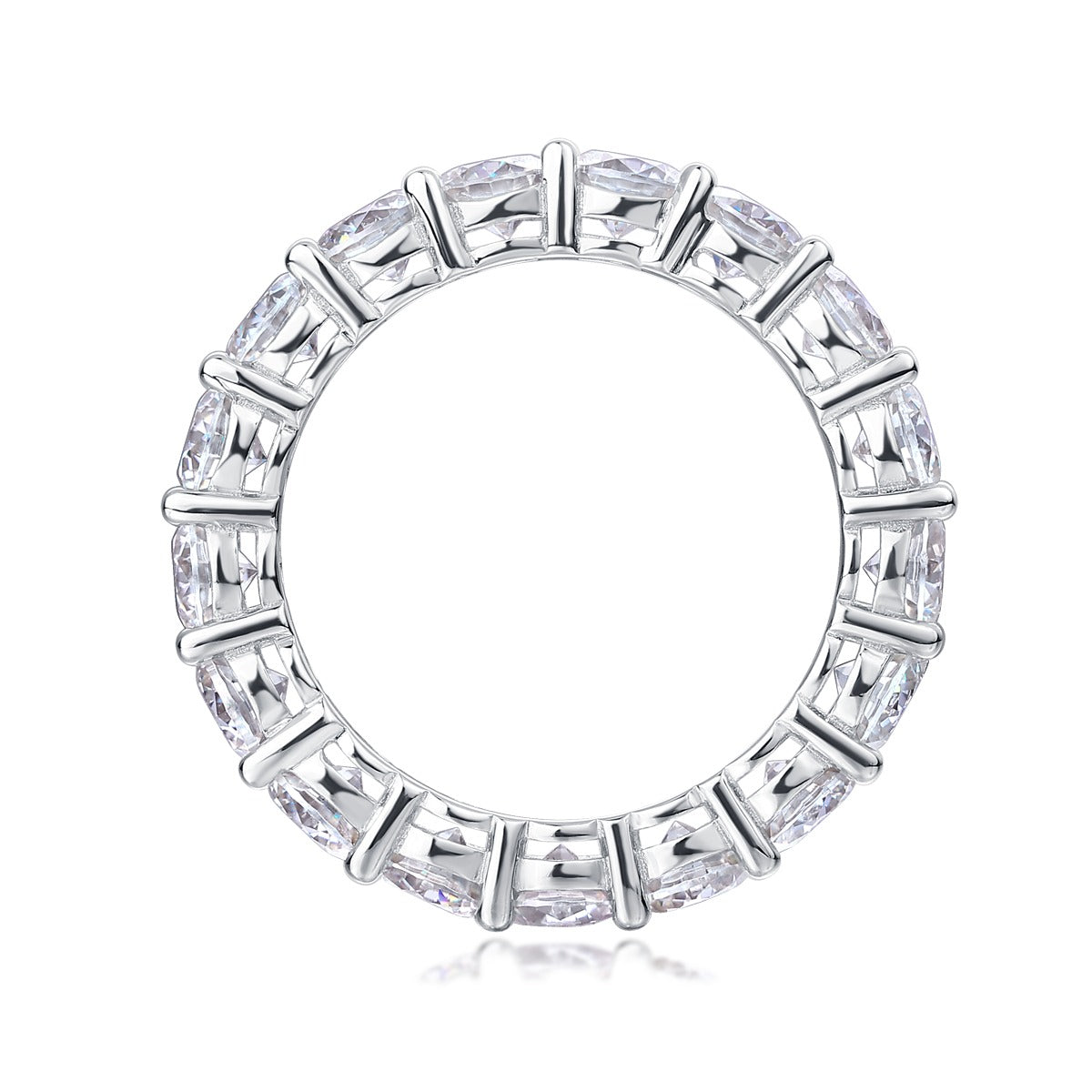 Oval Moissanite Shared-Prong Eternity Band in 925 Sterling Silver