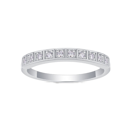 Moissanite Square-Frame Pave Band in 925 Sterling Silver