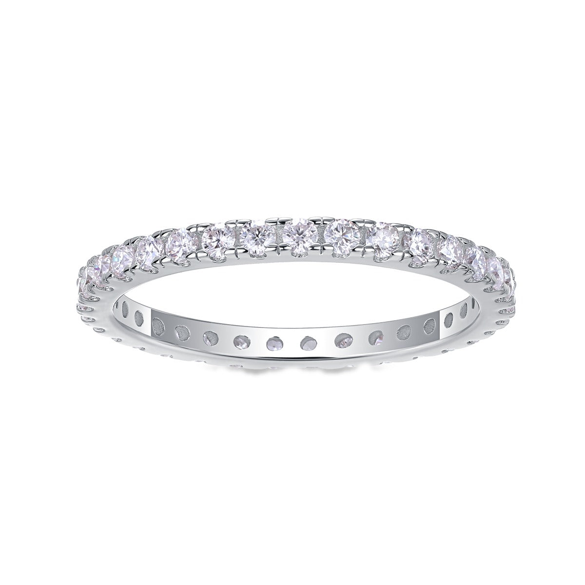 Petite Round Moissanite Full Eternity Band in 925 Sterling Silver