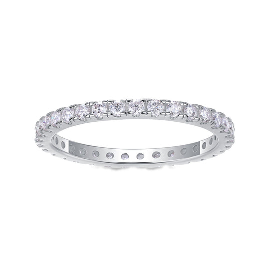 Petite Round Moissanite Full Eternity Band in 925 Sterling Silver