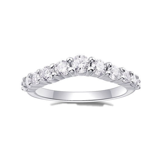 Round Moissanite Graduated Curved Band in 925 Sterling Silver
