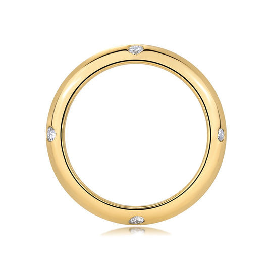 Moissanite Flush-Set Dome Band in Gold-Plated 925 Silver