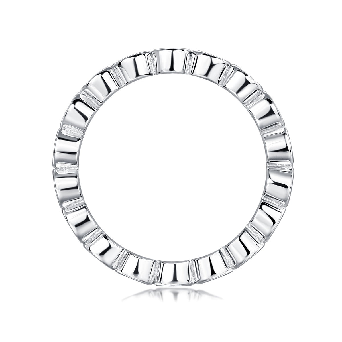 Round Moissanite Bezel-Set Eternity Band in 925 Sterling Silver