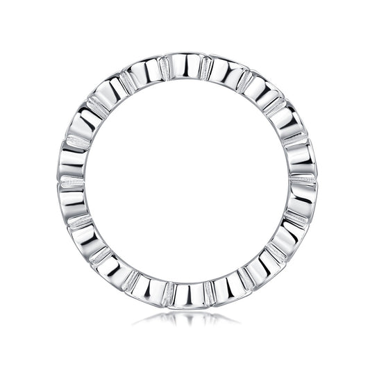 Round Moissanite Bezel-Set Eternity Band in 925 Sterling Silver