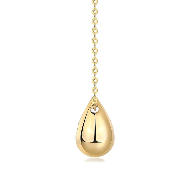 Moissanite Accent Polished Teardrop Pendant in Gold-Plated 925 Silver
