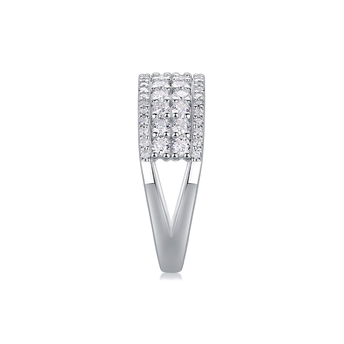 Wide Moissanite Multi-Row Pave Band in 925 Sterling Silver