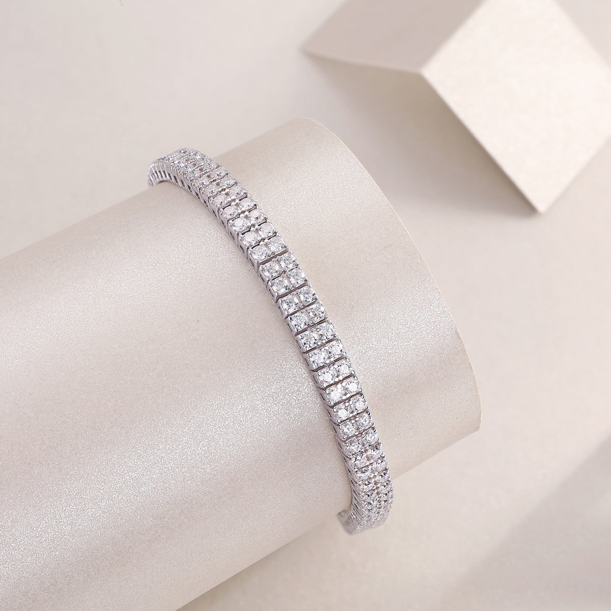 Two-Row Moissanite Tennis Bracelet in 925 Sterling Silver