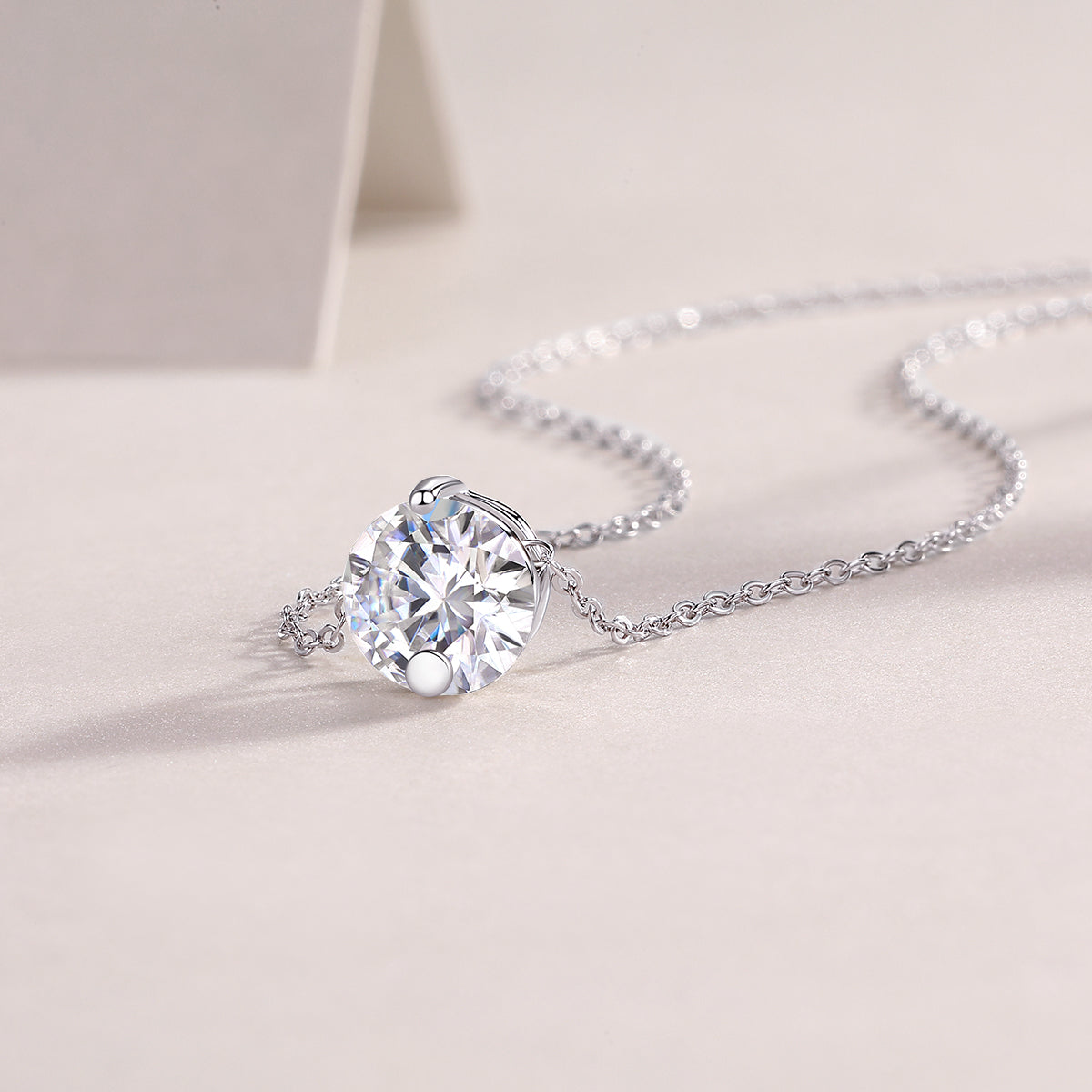 Round Moissanite Solitaire Pendant Necklace in 925 Sterling Silver