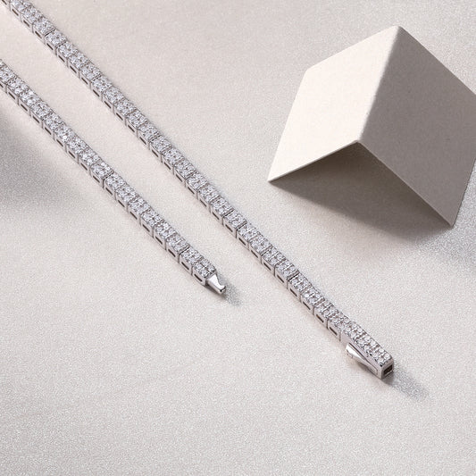 Fine Moissanite Tennis Necklace in 925 Sterling Silver