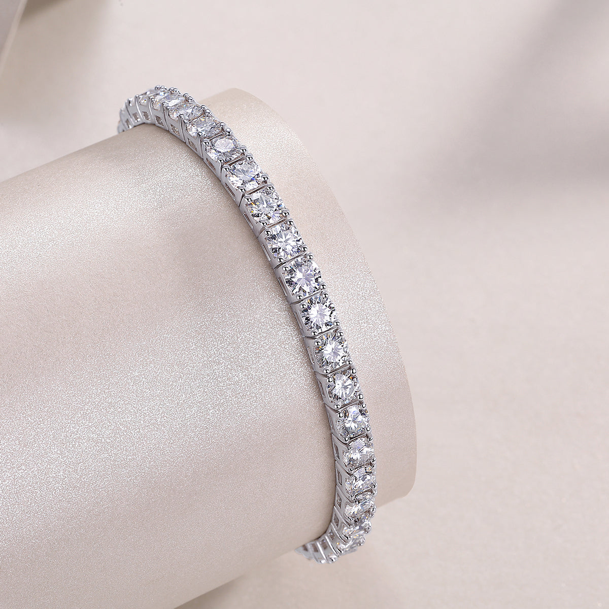 Round Moissanite Tennis Bracelet (0.3 ct Stones) in 925 Sterling Silver
