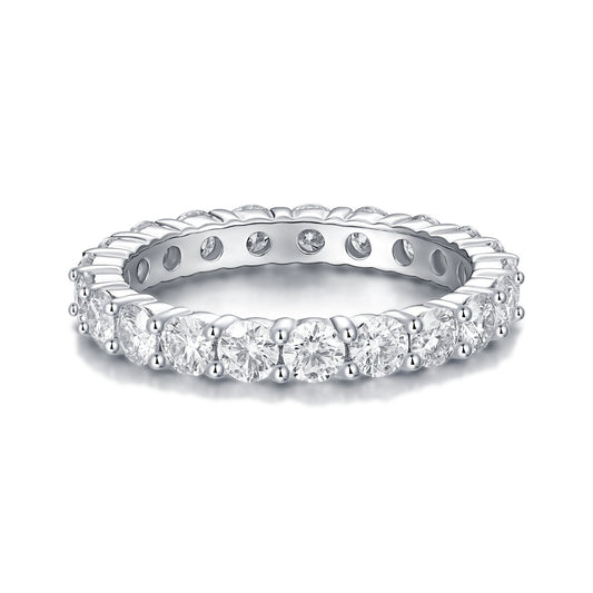 Round Moissanite Four-Prong Eternity Band in 925 Sterling Silver