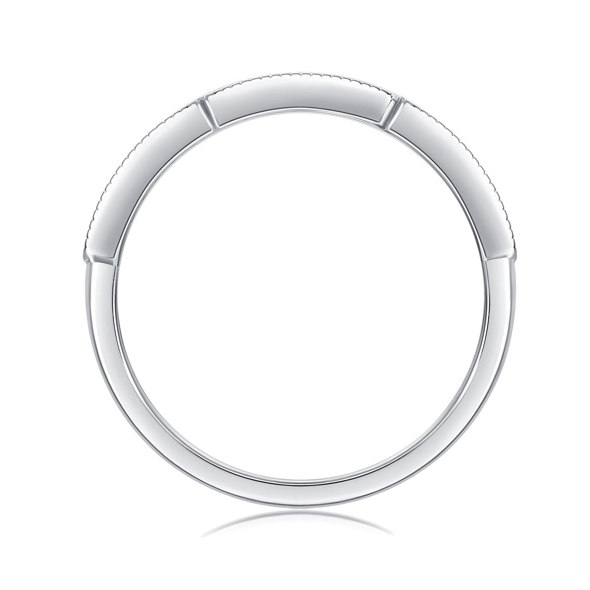 Moissanite Milgrain Pave Stacking Band in 925 Sterling Silver