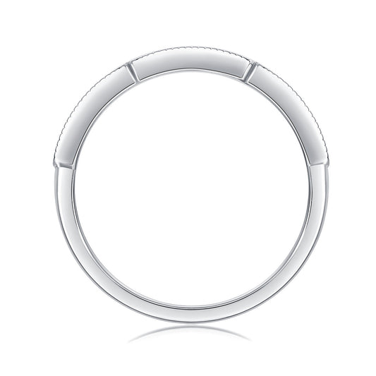 Moissanite Milgrain Pave Stacking Band in 925 Sterling Silver