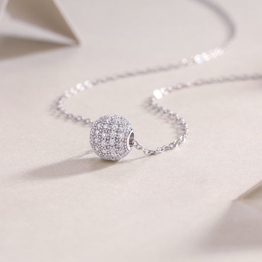 Moissanite Pave Ball Pendant Necklace in 925 Sterling Silver