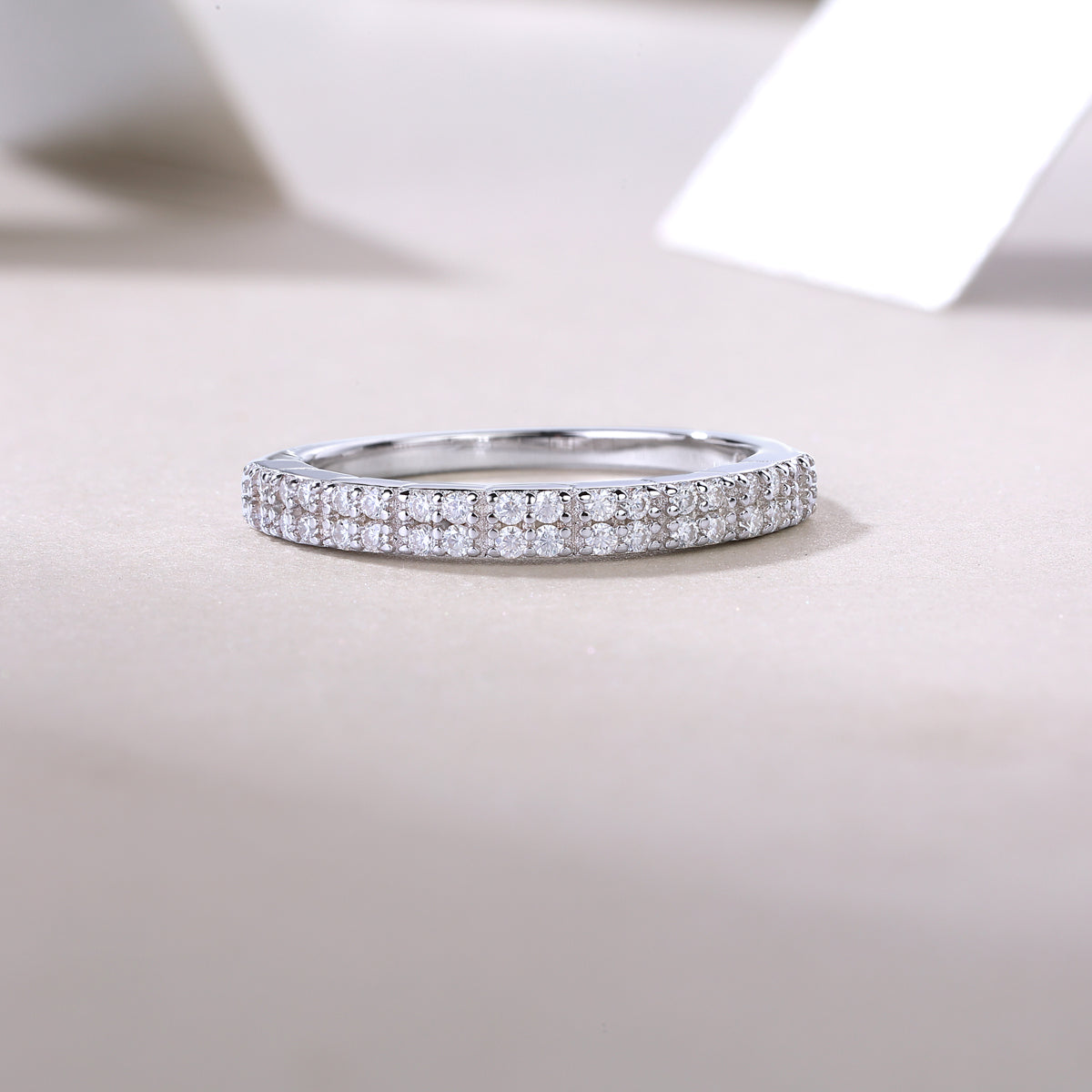 Moissanite Segmented Half-Eternity Band in 925 Sterling Silver