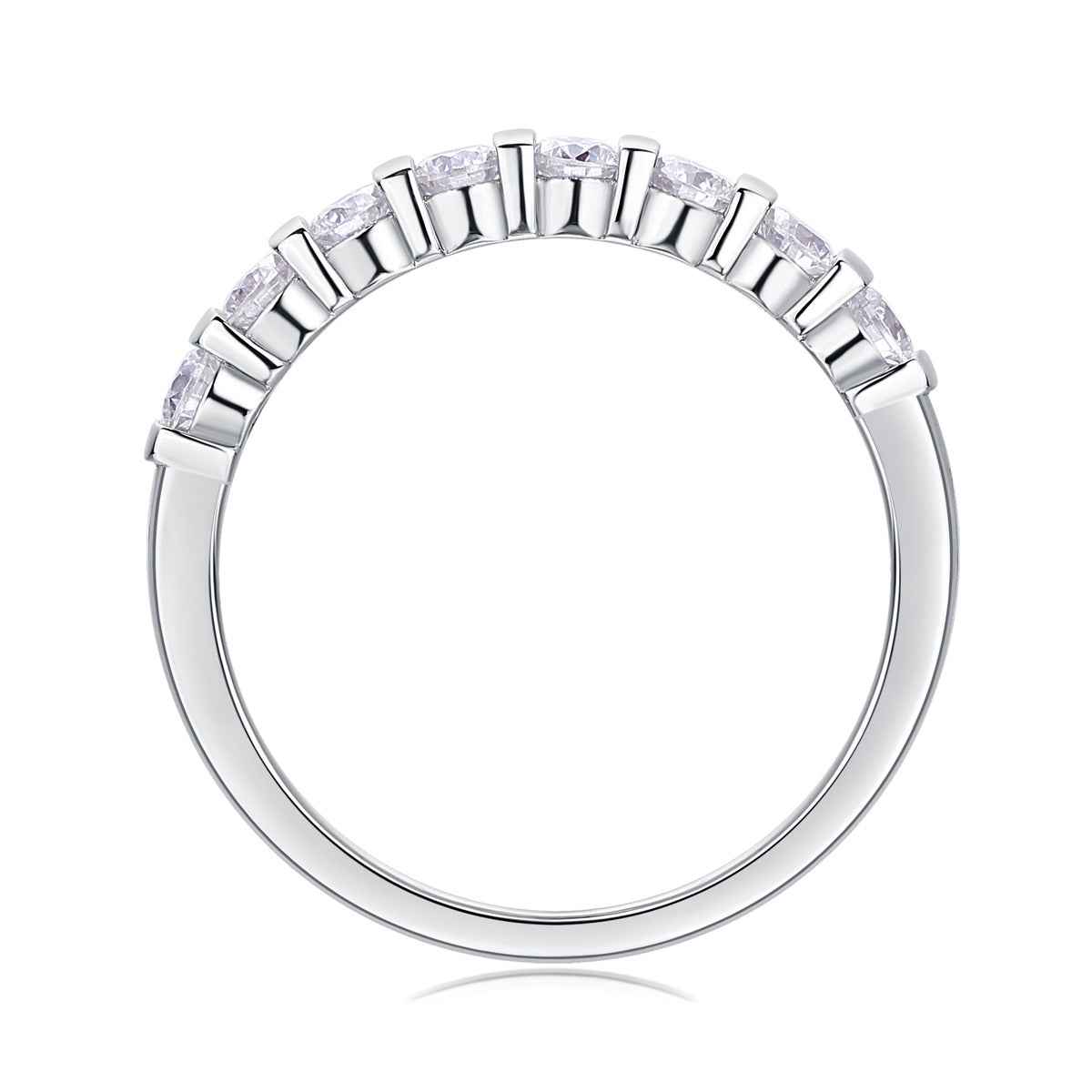 Round Moissanite Bar-Set Half-Eternity Band in 925 Sterling Silver