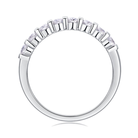Round Moissanite Bar-Set Half-Eternity Band in 925 Sterling Silver
