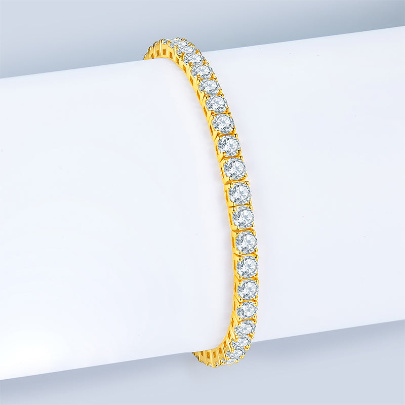 Round Moissanite Four-Prong Tennis Bracelet in 925 Sterling Silver