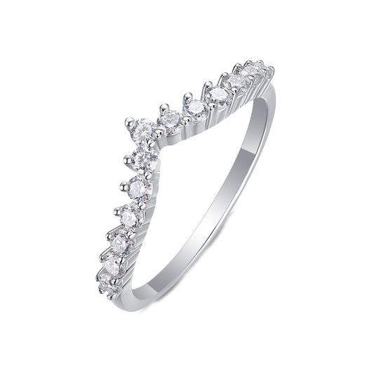 Moissanite Curved Chevron Stacking Band in 925 Sterling Silver