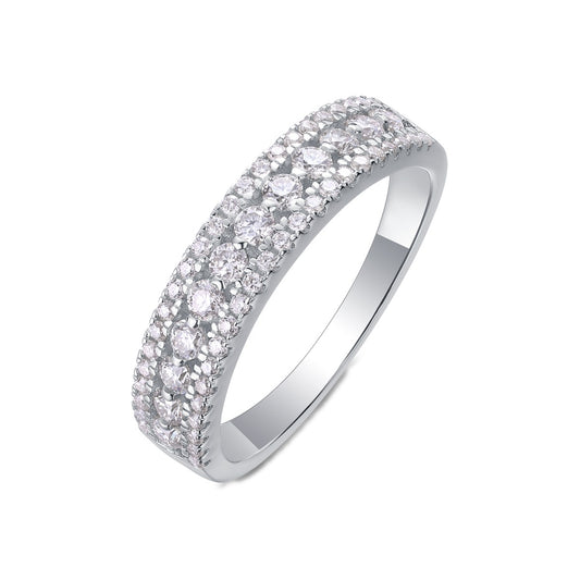 Moissanite Three-Row Pave Anniversary Band in 925 Sterling Silver