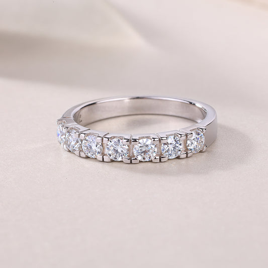 Seven-Stone Moissanite Half-Eternity Band in 925 Sterling Silver