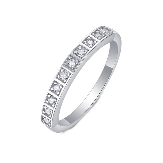 Moissanite Square-Frame Pave Band in 925 Sterling Silver