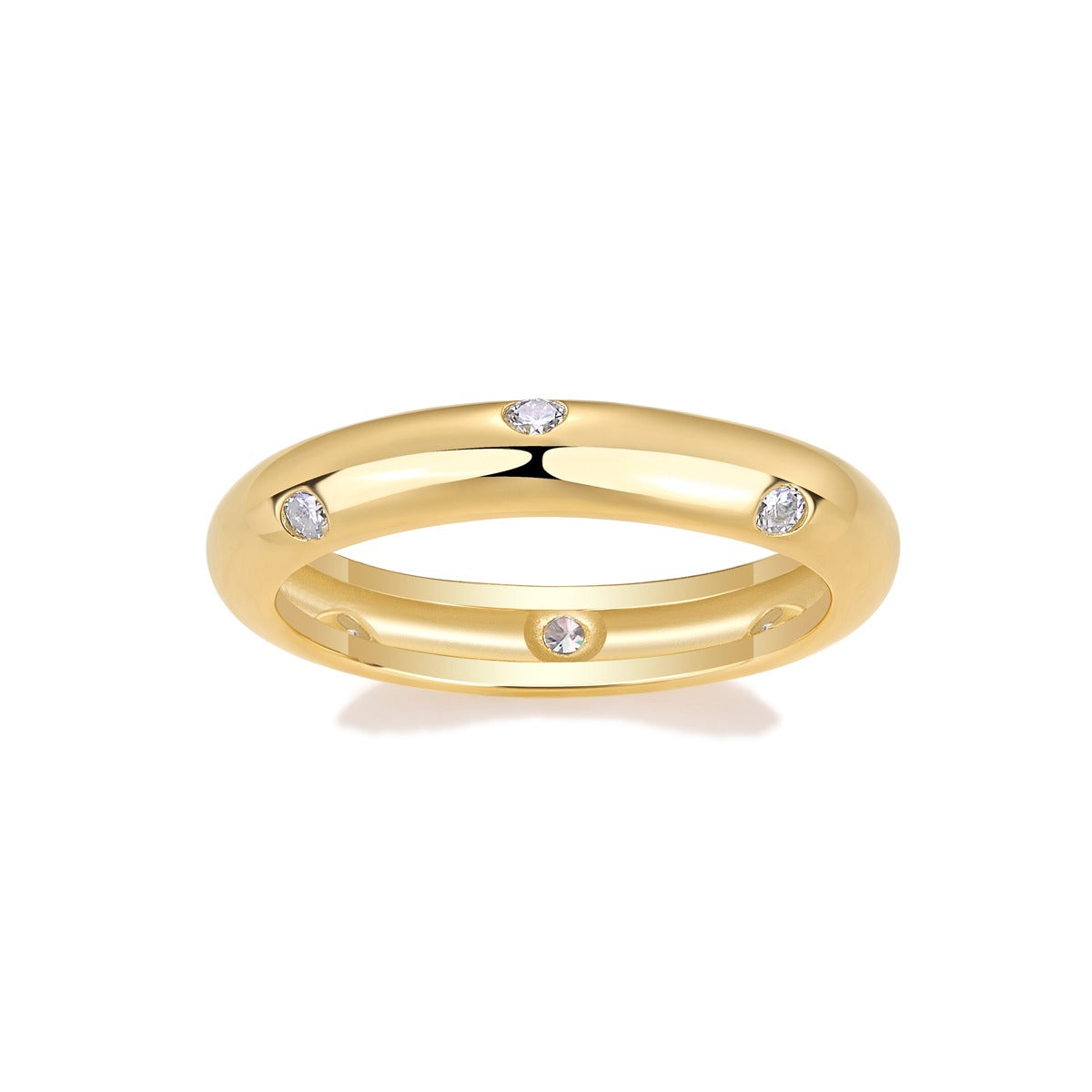 Moissanite Flush-Set Dome Band in Gold-Plated 925 Silver