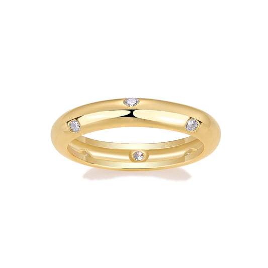 Moissanite Flush-Set Dome Band in Gold-Plated 925 Silver