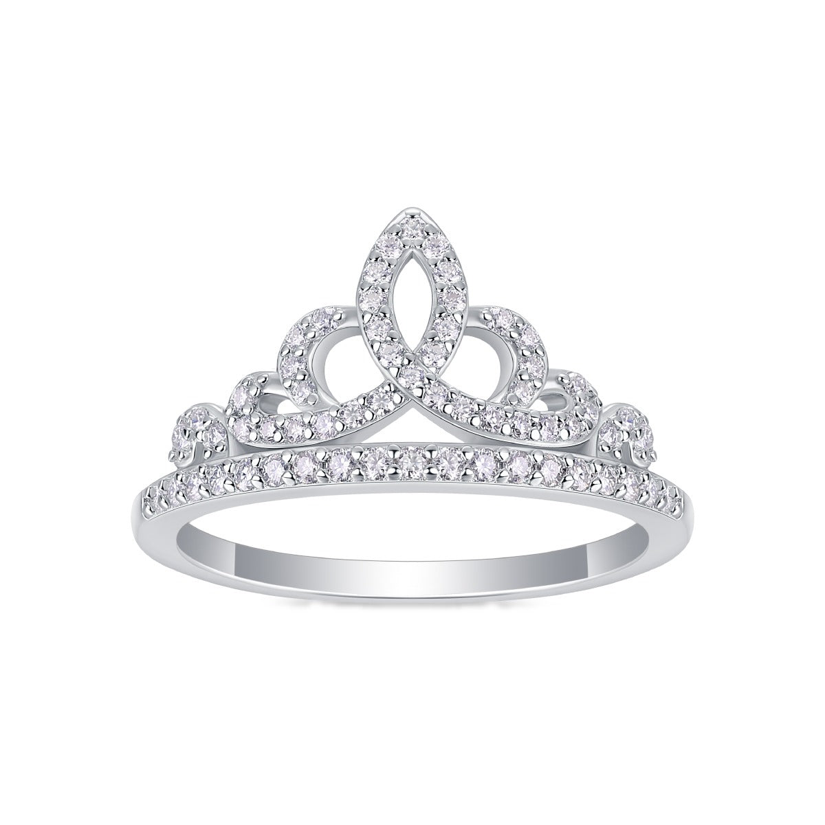 Moissanite Pave Tiara Crown Ring in 925 Sterling Silver